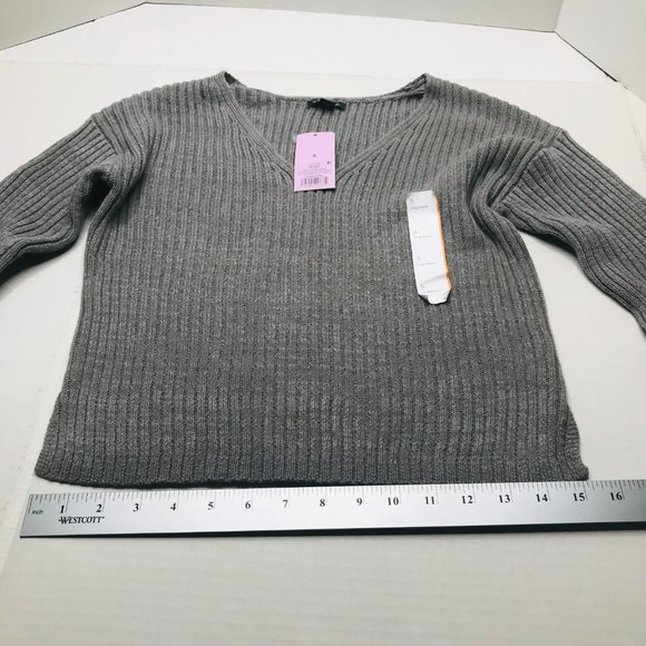 Wild Fable Women's Size Small Cozy Ribbed Knit V-Neck Sweater Pullover Gray New - Picture 9 of 15